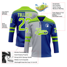 Загрузить изображение в средство просмотра галереи, Custom Royal Neon Green Gray-White Split Fashion Hockey Lace Neck Jersey
