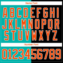 Charger l'image dans la galerie, Custom Black Orange Aqua-White Split Fashion Hockey Lace Neck Jersey
