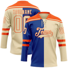 Laden Sie das Bild in den Galerie-Viewer, Custom Cream Royal-Orange Split Fashion Hockey Lace Neck Jersey
