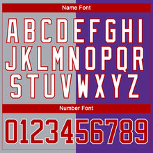 Laden Sie das Bild in den Galerie-Viewer, Custom Purple Red Gray-White Split Fashion Hockey Lace Neck Jersey
