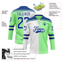 Charger l'image dans la galerie, Custom Pea Green Royal-White Split Fashion Hockey Lace Neck Jersey
