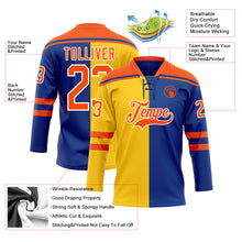 Загрузить изображение в средство просмотра галереи, Custom Royal Orange Yellow-White Split Fashion Hockey Lace Neck Jersey
