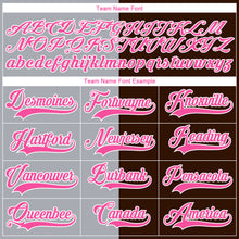 Laden Sie das Bild in den Galerie-Viewer, Custom Brown Pink Gray-White Split Fashion Hockey Lace Neck Jersey
