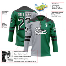 Charger l'image dans la galerie, Custom Kelly Green Black Gray-White Split Fashion Hockey Lace Neck Jersey
