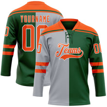 Загрузить изображение в средство просмотра галереи, Custom Green Orange Gray-White Split Fashion Hockey Lace Neck Jersey
