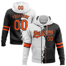 Load image into Gallery viewer, Custom Black Orange-White Split Ripped Pattern Baseball Pullover Sweatshirt Hoodie
