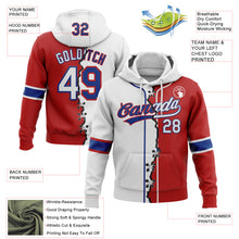 Load image into Gallery viewer, Custom Red White-Royal Split Ripped Pattern Baseball Pullover Sweatshirt Hoodie
