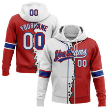 Load image into Gallery viewer, Custom Red White-Royal Split Ripped Pattern Baseball Pullover Sweatshirt Hoodie
