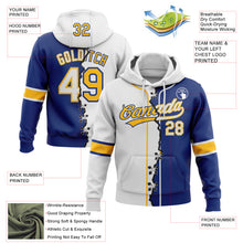 Load image into Gallery viewer, Custom Royal White-Gold Split Ripped Pattern Baseball Pullover Sweatshirt Hoodie
