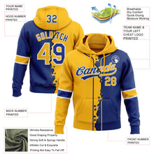 Laden Sie das Bild in den Galerie-Viewer, Custom Royal Gold-White Split Ripped Pattern Baseball Pullover Sweatshirt Hoodie
