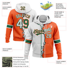Laden Sie das Bild in den Galerie-Viewer, Custom Orange White-Kelly Green Split Ripped Pattern Baseball Pullover Sweatshirt Hoodie
