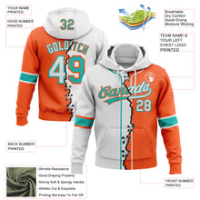 Load image into Gallery viewer, Custom Orange White-Aqua Split Ripped Pattern Baseball Pullover Sweatshirt Hoodie
