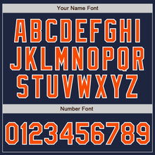 Load image into Gallery viewer, Custom Navy Orange-White Split Ripped Pattern Baseball Pullover Sweatshirt Hoodie
