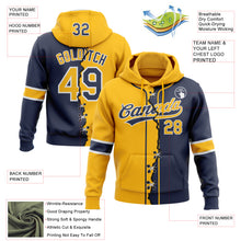 Charger l'image dans la galerie, Custom Navy Gold-White Split Ripped Pattern Baseball Pullover Sweatshirt Hoodie
