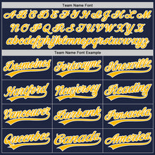 Charger l'image dans la galerie, Custom Navy Gold-White Split Ripped Pattern Baseball Pullover Sweatshirt Hoodie
