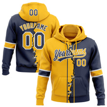Charger l'image dans la galerie, Custom Navy Gold-White Split Ripped Pattern Baseball Pullover Sweatshirt Hoodie
