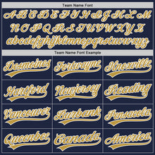 Charger l'image dans la galerie, Custom Navy Old Gold-White Split Ripped Pattern Baseball Pullover Sweatshirt Hoodie
