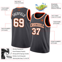 Laden Sie das Bild in den Galerie-Viewer, Custom Steel Gray White-Orange Authentic Basketball Jersey
