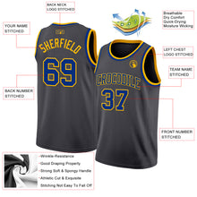 Laden Sie das Bild in den Galerie-Viewer, Custom Steel Gray Royal-Gold Authentic Basketball Jersey
