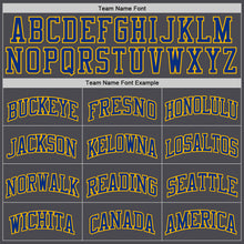 Laden Sie das Bild in den Galerie-Viewer, Custom Steel Gray Royal-Gold Authentic Basketball Jersey
