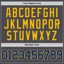 Laden Sie das Bild in den Galerie-Viewer, Custom Steel Gray Royal-Gold Authentic Basketball Jersey
