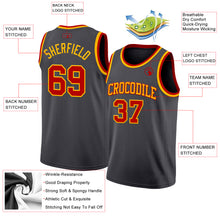 Laden Sie das Bild in den Galerie-Viewer, Custom Steel Gray Red-Gold Authentic Basketball Jersey
