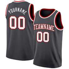 Laden Sie das Bild in den Galerie-Viewer, Custom Steel Gray White-Red Authentic Basketball Jersey
