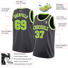 Laden Sie das Bild in den Galerie-Viewer, Custom Steel Gray Neon Green-White Authentic Basketball Jersey
