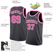 Laden Sie das Bild in den Galerie-Viewer, Custom Steel Gray Pink-White Authentic Basketball Jersey
