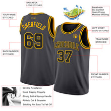 Laden Sie das Bild in den Galerie-Viewer, Custom Steel Gray Black-Gold Authentic Basketball Jersey
