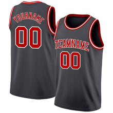 Laden Sie das Bild in den Galerie-Viewer, Custom Steel Gray Red-White Authentic Basketball Jersey
