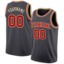 Laden Sie das Bild in den Galerie-Viewer, Custom Steel Gray Red-Cream Authentic Basketball Jersey
