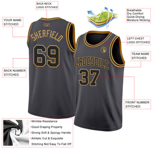 Custom Steel Gray Black-Old Gold Authentic Basketball Jersey