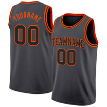 Laden Sie das Bild in den Galerie-Viewer, Custom Steel Gray Black-Orange Authentic Basketball Jersey
