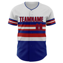 Load image into Gallery viewer, Custom White Red-Royal Block Stripes Lines Texas Style Authentic Baseball Jersey
