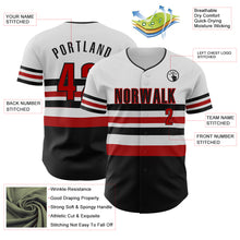 Laden Sie das Bild in den Galerie-Viewer, Custom White Red-Black Block Stripes Lines Washington Style Authentic Baseball Jersey
