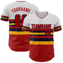 Load image into Gallery viewer, Custom White Red Gold-Navy Block Stripes Lines St.Louis Style Authentic Baseball Jersey
