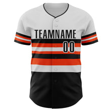 Load image into Gallery viewer, Custom White Black-Orange Block Stripes Lines Baltimore Style Authentic Baseball Jersey
