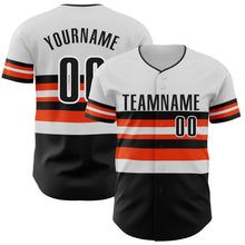 Load image into Gallery viewer, Custom White Black-Orange Block Stripes Lines Baltimore Style Authentic Baseball Jersey
