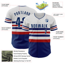 Load image into Gallery viewer, Custom White US Navy Blue-Red Block Stripes Lines Philadelphia Style Authentic Baseball Jersey
