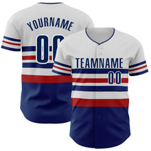 Load image into Gallery viewer, Custom White US Navy Blue-Red Block Stripes Lines Philadelphia Style Authentic Baseball Jersey
