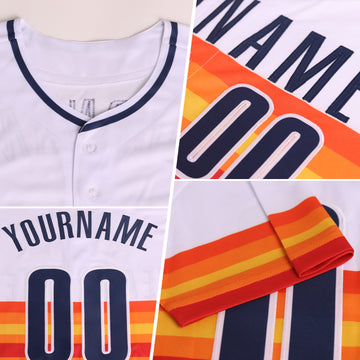 Custom White Green-Gold Block Stripes Lines Oakland Style Authentic Baseball Jersey