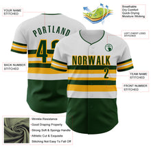 Laden Sie das Bild in den Galerie-Viewer, Custom White Green-Gold Block Stripes Lines Oakland Style Authentic Baseball Jersey
