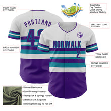 Load image into Gallery viewer, Custom White Purple-Teal Block Stripes Lines Charlotte Style Authentic Baseball Jersey
