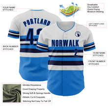 Laden Sie das Bild in den Galerie-Viewer, Custom White Navy-Electric Blue Block Stripes Lines Orlando Style Authentic Baseball Jersey
