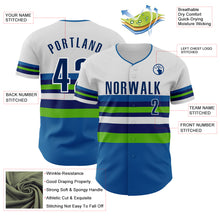 Load image into Gallery viewer, Custom White US Navy Blue Blue-Aurora Green Block Stripes Lines Minnesota Style Authentic Baseball Jersey
