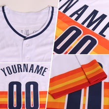 Load image into Gallery viewer, Custom White Navy Gray-Teal Block Stripes Lines Seattle Style Authentic Baseball Jersey
