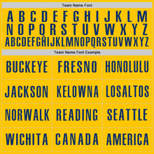 Load image into Gallery viewer, Custom White US Navy Blue Yellow-Gray Block Stripes Lines Indiana Style Authentic Baseball Jersey
