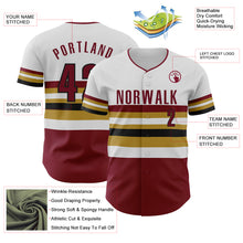 Laden Sie das Bild in den Galerie-Viewer, Custom White Crimson Old Gold-Black Block Stripes Lines Cleveland Style Authentic Baseball Jersey
