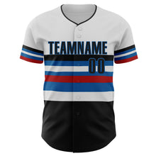 Laden Sie das Bild in den Galerie-Viewer, Custom White Black Red-Blue Block Stripes Lines Miami Style Authentic Baseball Jersey
